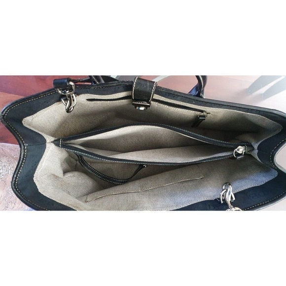 Dooney & Bourke Midnight Blue Signature Canvas Leather Trim Satchel Shoulder Bag - Picture 16 of 16